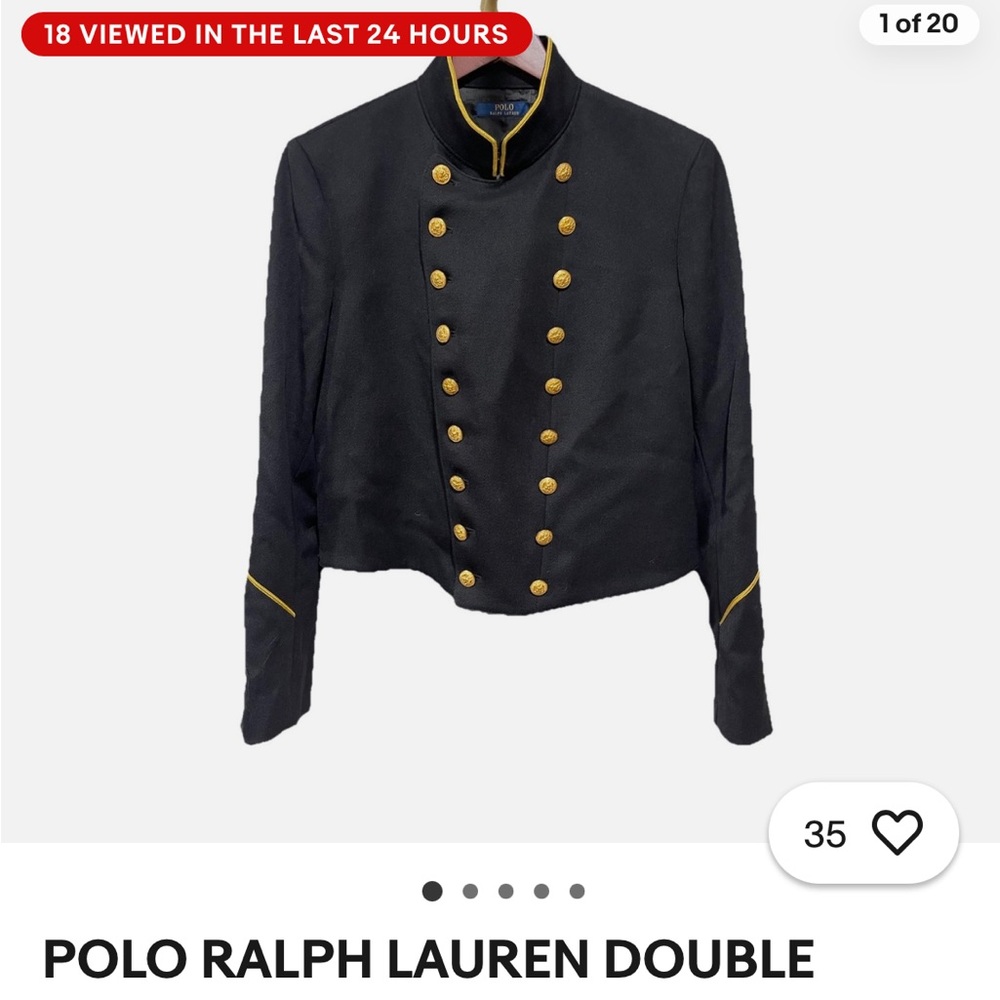 Polo Ralph Lauren Wool Black Military Jacket